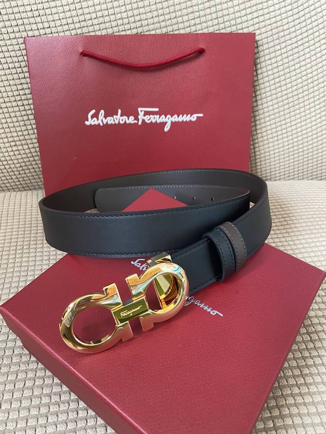 配全套包装盒 菲拉格慕 Ferragamo 双面牛皮 正品标准皮料 商务休闲款 回馈新老客户