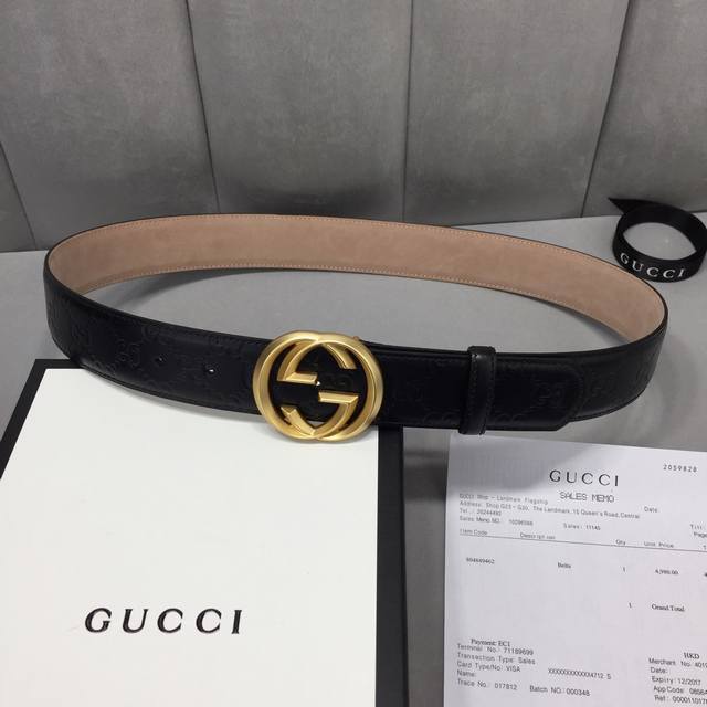 配送专柜全套礼盒包装 GUCCI 專櫃獨家品質40毫米 演繹時尚經典 搭配GG双色金属扣