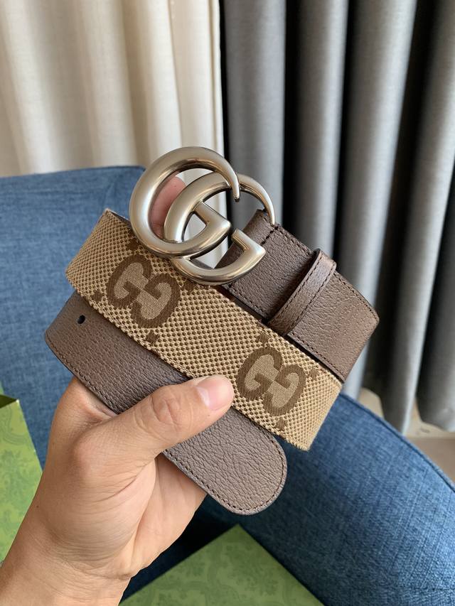 Gucci 古奇官网新款大g布 正品规格 4.0cm原版品质头层小牛皮搭配进口底