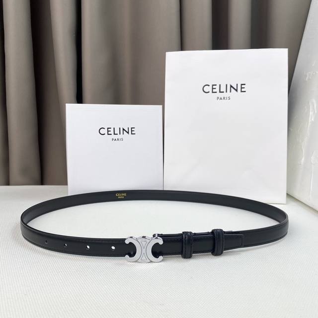 Celin e新品立体浮标针扣女士腰带 意大利进口小牛皮 树膏夹层搭铜扣 宽度1.8