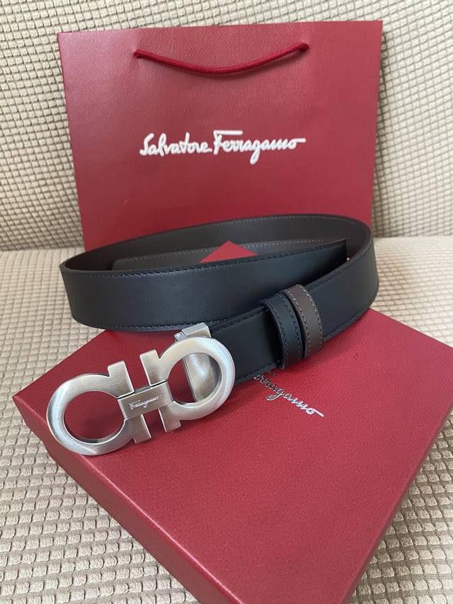 配全套包装盒 菲拉格慕 Ferragamo 双面牛皮 正品标准皮料 商务休闲款 回馈新老客户