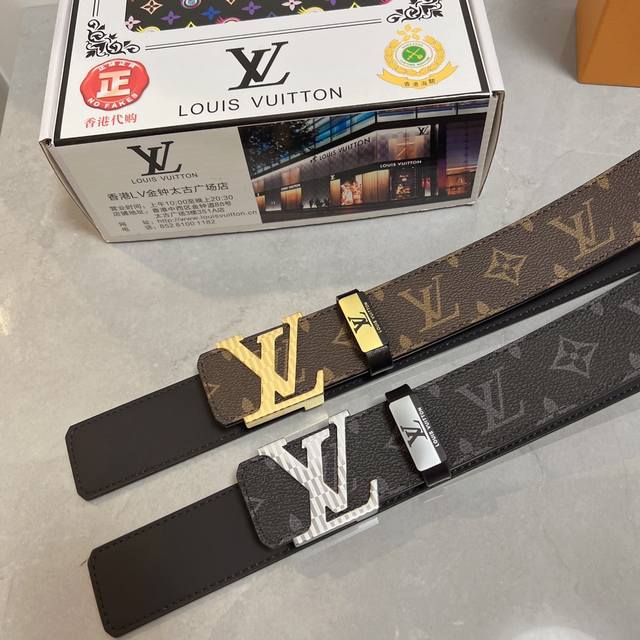 Lv..路易..威登原单 材质 原单牛皮腰带 百分百头层牛皮腰带保证真皮 24K纯钢扣 专柜原单品质 做工精细 时尚大牌 送人自用首选包装请认准如图专柜包装赠送