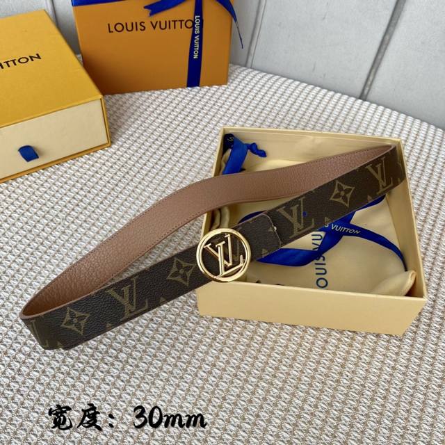 配全套包装礼盒lv 女款 寬 30Mm Louis Vuitton 路易威登 海外代購原單正品來襲 Made In Spain-經典雙面設計 以一當二 Mon