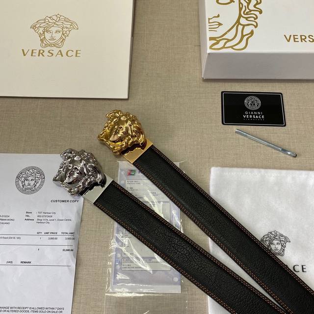 品牌 范思哲versace 钢扣 等级 原单私货.进口头层牛皮沙底 专柜售 堪比正品 油边精致 电脑车线 手感柔软.实物拍摄无修饰 上身效果超好 长度可裁剪.配