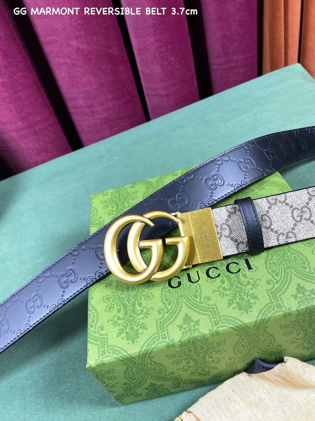 Gg Marmont Reversible Belt 3 7Cm 寬度 雙面穿著 多變風格 可甜可美