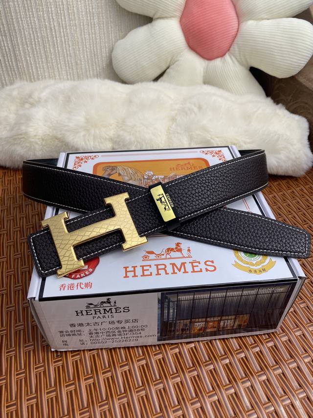 品名 爱马仕 Herm s 原单 材质 原单牛皮腰带 百分百头层牛皮腰带保证真皮 24K纯钢扣 专柜原单品质 做工精细 时尚大牌 送人自用首选