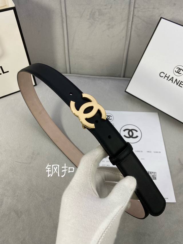 宽度3 0Cm Chanel 香奈儿 女士经典款腰带皮带新款光滑内衬磨砂牛皮银色金属精品钢扣