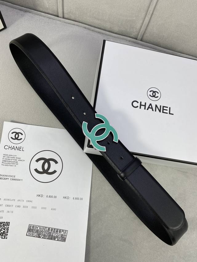 宽度3 0Cm Chanel 香奈儿 进口柔软小牛皮支持nfc芯片官方网站链接扫码验证 金 银色金属磨胶钢扣