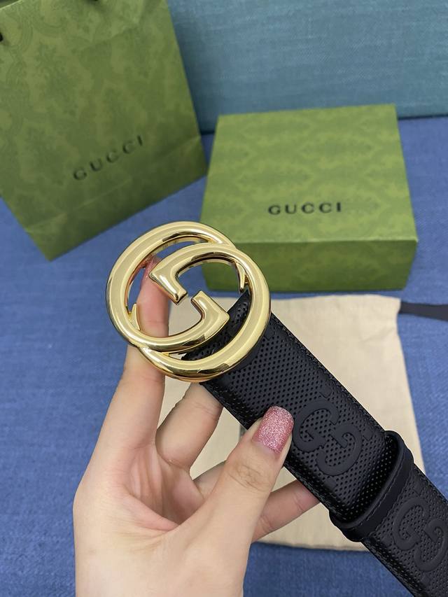 配全套包装礼盒 Gucci 原厂精密电渡扣头 意大利原厂皮 宽4.0Cm 代购级