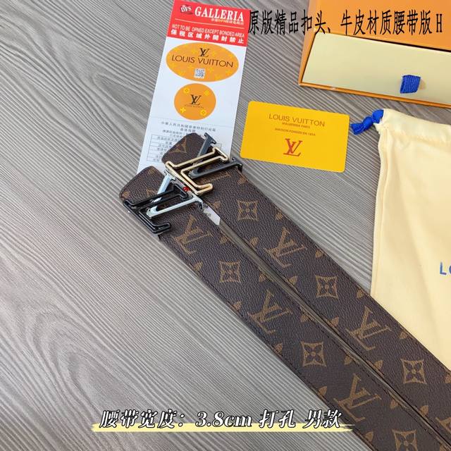 原版品质打孔 品牌 路易l家 男款 颜色 咖 扣头 金 银 扣头 原版精品纯铜五金扣头 带身 原版牛皮 尺寸 宽约 3.8Cm 长约 95Cm-125Cm 类别