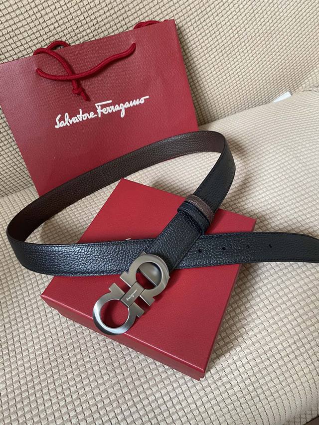 配全套包装盒 菲拉格慕 Ferragamo 双面牛皮 正品标准皮料 商务休闲款 回馈新老客户