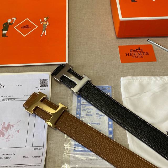 品牌 爱马仕hermes 钢扣 等级 原单私货.进口头层牛皮黑底 专柜售 堪比正品 油边精致 电脑车线 手感柔软.实物拍摄无修饰 上身效果超好 长度不可裁剪.配