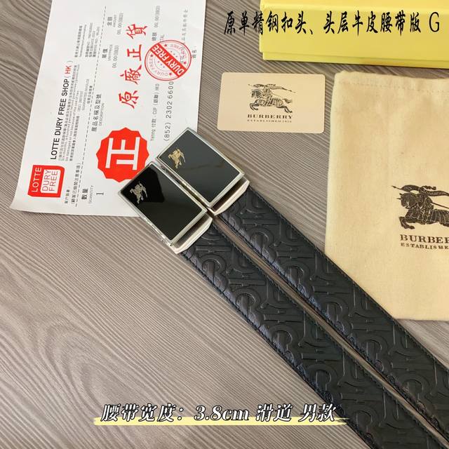 巴宝莉家 滑道 原单新品 带身采用雙面意大利進口原廠牛皮纹 非市场普通版本 黑色经典配色 百搭适合各种场合 扣头精品设计注意细节 宽度3.5Cm