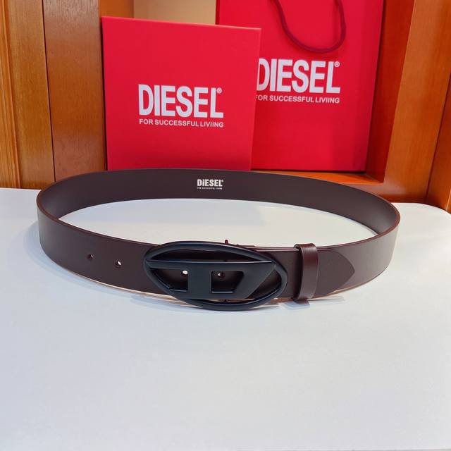 Diesel23春夏新品oval-D Logo经典系列皮带腰带 精品宽度 4.0Cm 时髦复古风