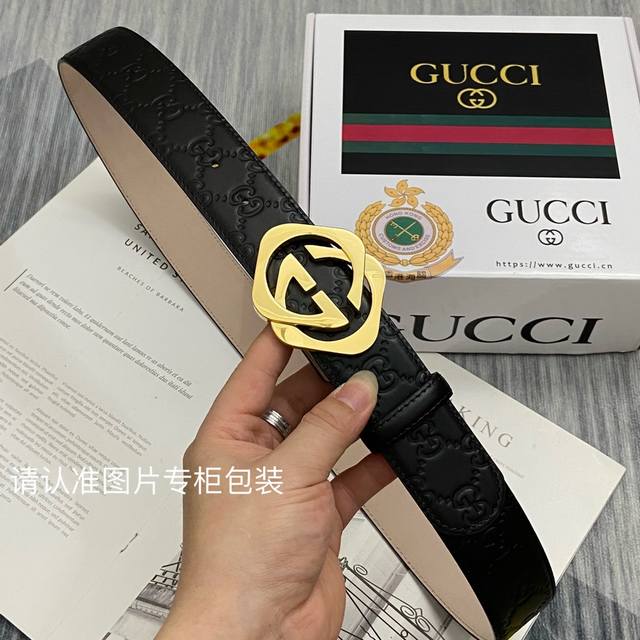 品牌 Gucci 古 奇 原单 皮带腰带 单面使用专柜质量 百分百头层牛皮 压花磨砂皮底 24K纯钢扣 送人自用首选 保证真皮 包装 请认准图片专柜包装 送打孔