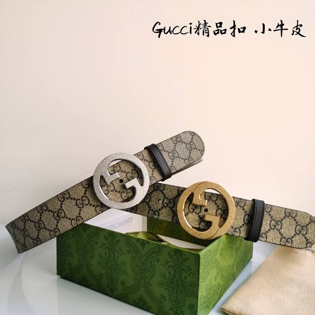 Gucci 经典款面进口原厂压花 搭配原厂皮底 精品钢扣 宽3.8 Cm 经典永不过时款 潮流大方 时尚百搭