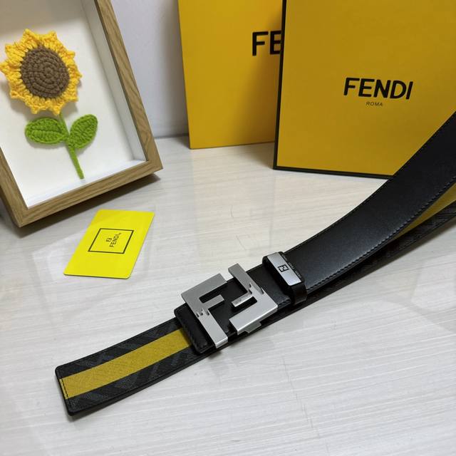 品名：芬迪 Fendi 原单 材质：原单牛皮腰带 百分百头层牛皮腰带保证真皮，24K纯钢扣，专柜原单品质、做工精细，时尚大牌，送人自用首选 包装