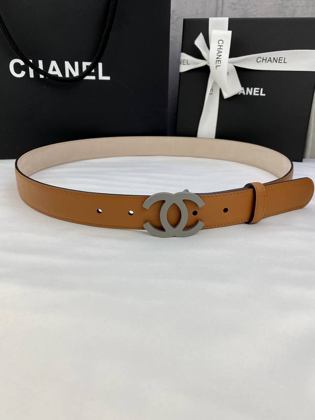 宽度3.0Cm Chanel 香奈儿 女士经典款腰带皮带新款光滑内衬磨砂牛皮搭配精品钢扣