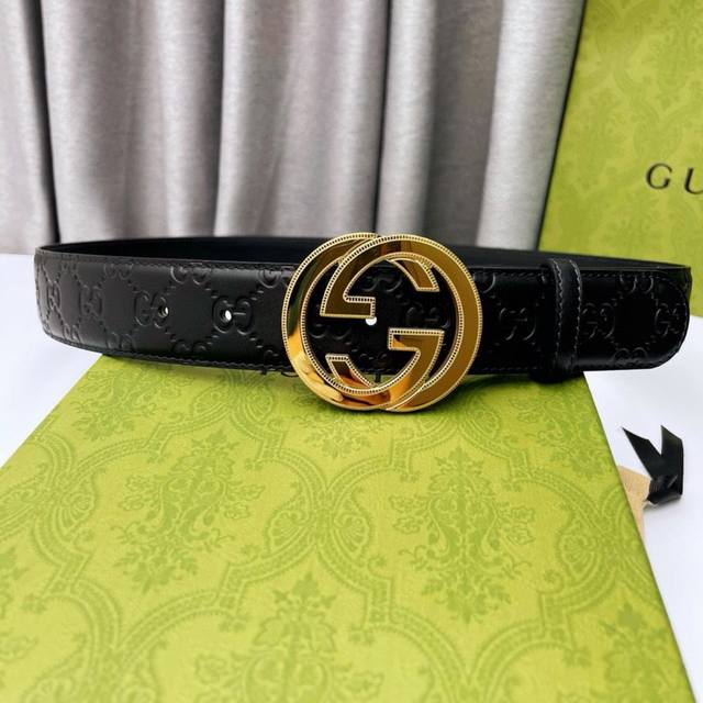 特 Gucci[正] 原单 纯钢花纹五金 永不掉色 头层牛皮 精工制作 4.0Cm 原厂压花 高端套华 实物拍摄 ！