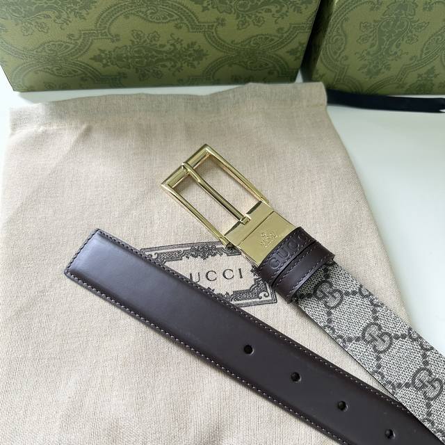 Gucci 新品。搭配可旋转精品铜扣 双面可用 可裁剪 带宽3.0Cm