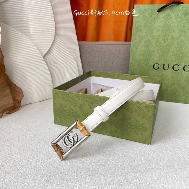 特 Gucci 宽2.0Cm新款 面进口小牛皮 搭配原版平纹底 精品方形竹节扣 经典永不过时款 潮流百搭