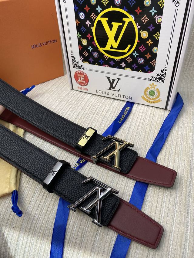 品名：Lv..路易..威登原单 材质：原单牛皮腰带 百分百头层牛皮腰带保证真皮，24K纯钢扣，专柜原单品质、做工精细，时尚大牌，送人自用首选 包装： 请认准如图