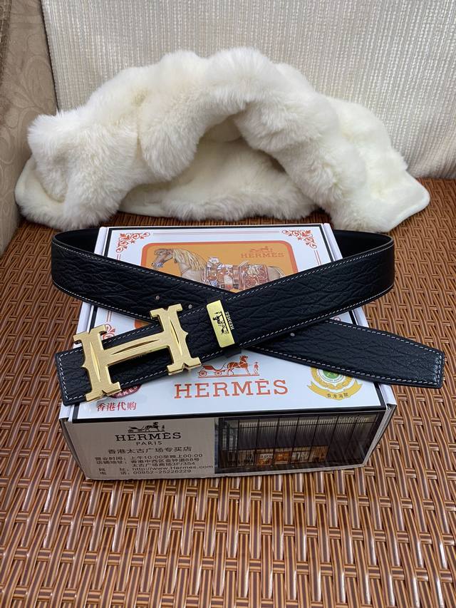 品名：爱马仕.Hermès 原单 材质：原单牛皮腰带 百分百头层牛皮腰带保证真皮，24K纯钢扣，专柜原单品质、做工精细，时尚大牌，送人自用首选 包装： 请认准如