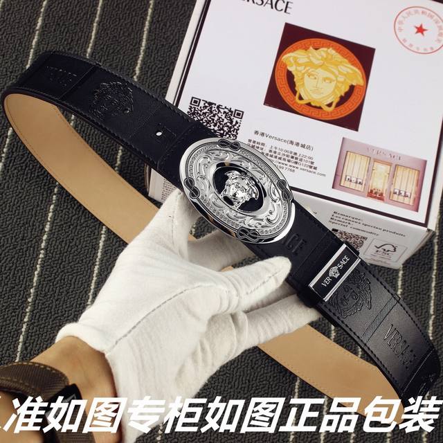 品名：范思哲.Ver Sace原单 型号：认准如图专柜包装，赠送打孔器 材料：百分百头层牛皮保证真皮。美人头，24K钢扣，复古雕花工艺专柜同等质量， 送人自用首