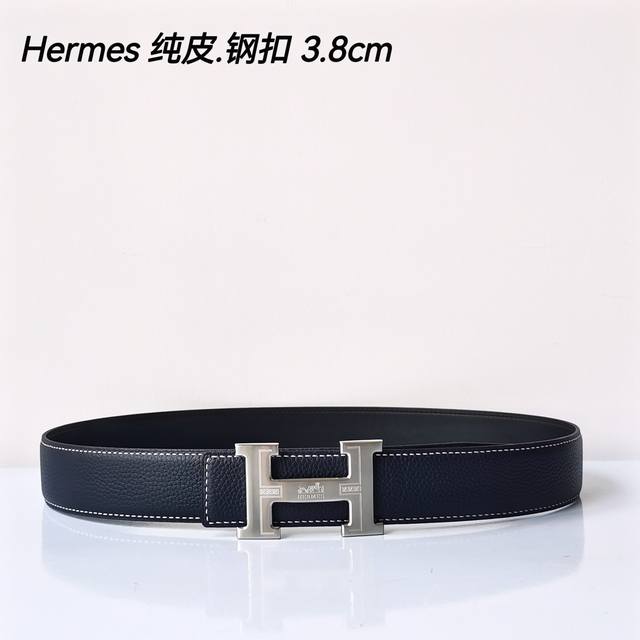 特 Hermes㊣ 原单爱马仕，宽3.8Cm进口原版皮带身，双面可两面用，精品电镀五金 ！