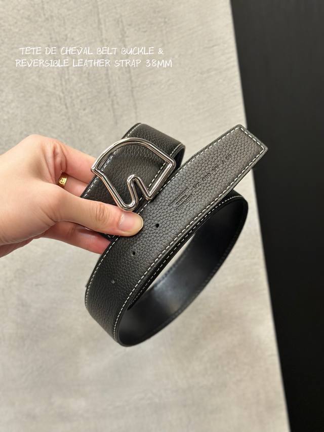 特 Tete De Cheval Belt Buckle & Reversible Leather Strap 38Mm