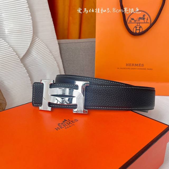 特 爱马仕 Hermes 原单爱马仕，宽3.8Cm进口原版皮带身，双面可两面用，精品电镀五金 ！