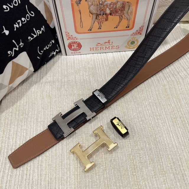 品名：爱马仕.Hermès 原单 材质：原单牛皮腰带 百分百头层牛皮腰带保证真皮，24K纯钢扣，专柜原单品质、做工精细，时尚大牌，送人自用首选 包装： 请认准如