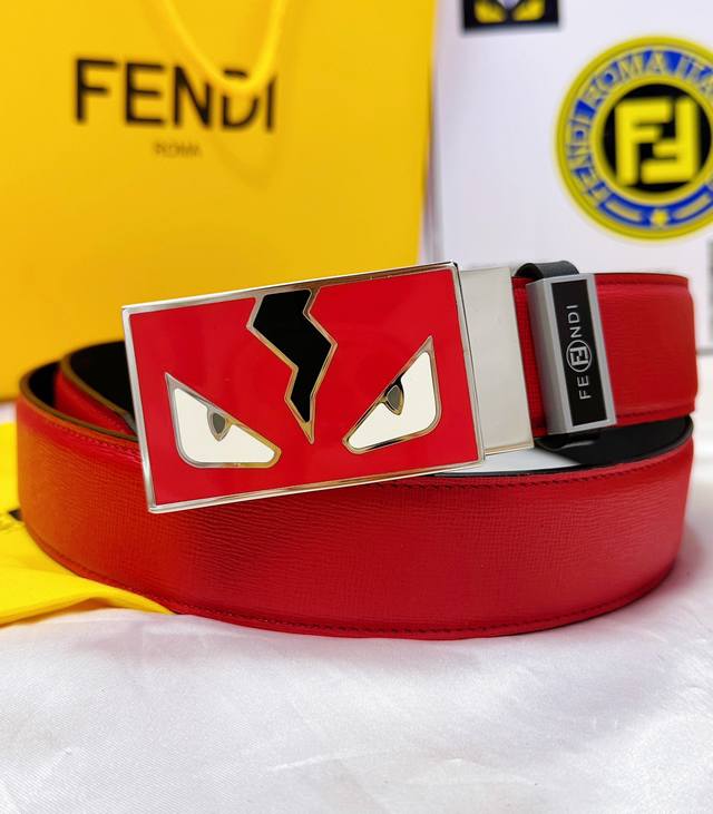 皮带：Fendi.芬迪..顶级原单复刻. 腰带：百分百进口头层牛皮，保证真皮。小怪兽系列，珐琅彩胶工艺24K纯钢扣，永不掉色涂鸦彩绘印花图案艺术正反双面使用商场