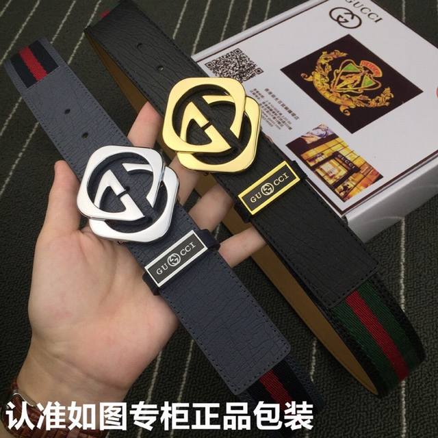 品牌：古奇.Gucci顶级复刻 皮带：原单品质请认准如图专柜包装 腰带：意大利进口百分百头层牛皮，Gucci.古奇，世界著名奢侈品品牌。进口头层牛皮，国外专柜有