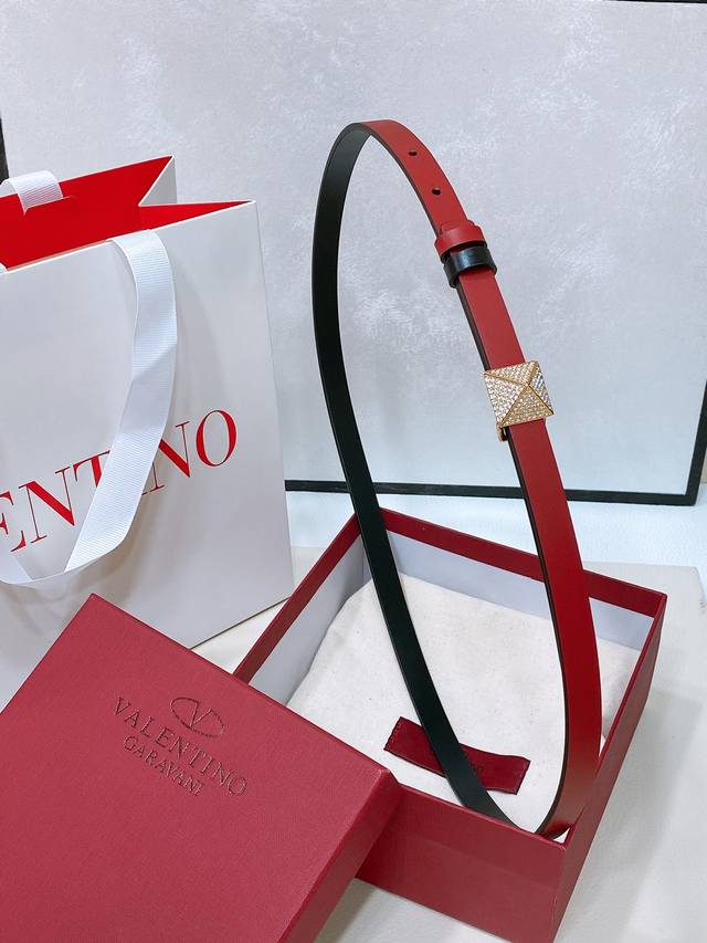 Valentino Garavani Vlogo Signature 可双面 Vlogo Signature可双面佩戴小牛皮腰带 - 施华洛世奇仿水晶装饰vlo