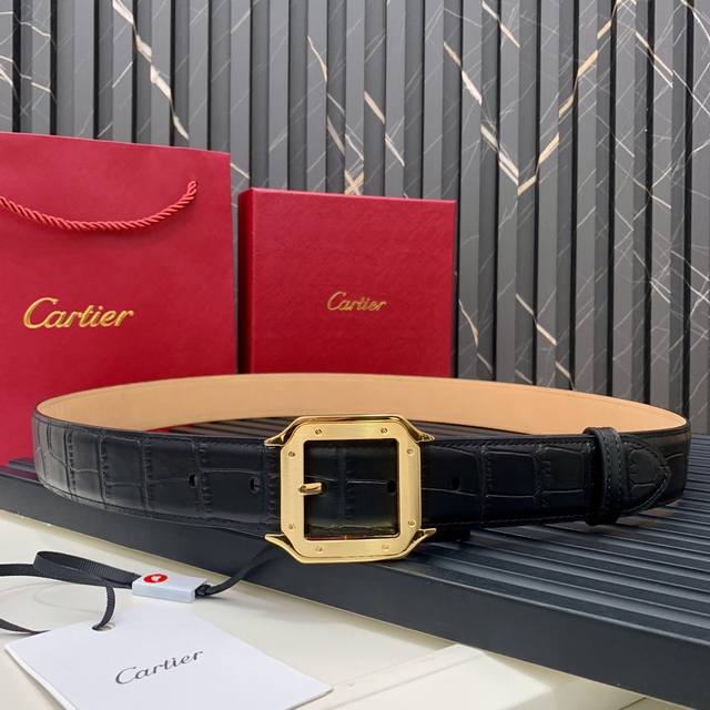 特 镀钯饰面针扣式皮带，“CARTIER”标识。黑色尼罗河鳄鱼皮皮带，浮雕“CARTIER”标识。尺寸：宽35毫米 10240640