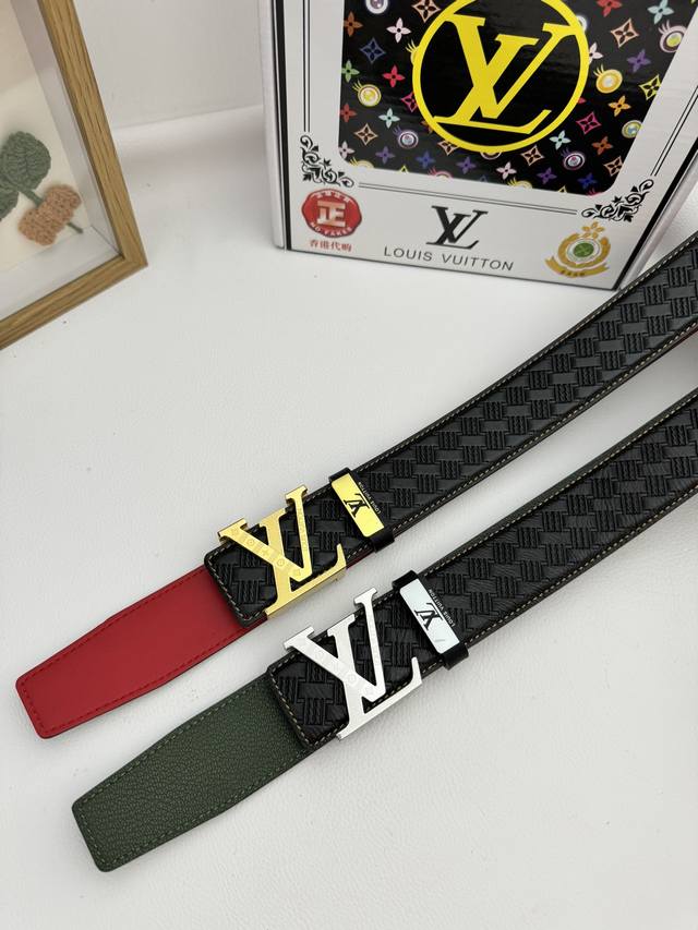 品名：LV..路易..威登原单 材质：原单牛皮腰带 百分百头层牛皮腰带保证真皮，24K纯钢扣，专柜原单品质、做工精细，时尚大牌，送人自用首选 包装： 请认准如图