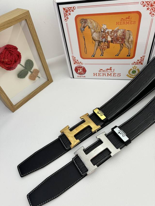 品名：爱马仕.Hermès 原单 材质：原单牛皮腰带 百分百头层牛皮腰带保证真皮，24K纯钢扣，专柜原单品质、做工精细，时尚大牌，送人自用首选 包装： 请认准如