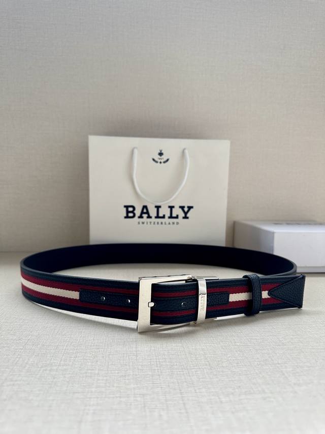 BALLY 巴利 专柜同步新款 男士腰带 宽3.4cm 这款选用反面进口荔枝牛皮 精制而成 精铜针扣 简约百搭 可调式长度可轻松匹配完美尺寸