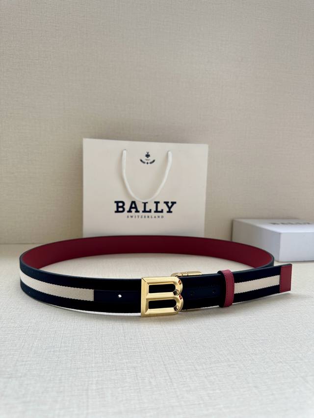 特 Bally 巴利 专柜同款 男士腰带 宽:3.4Cm 这款选用反面枣红进口牛皮精制而成 正面金属板扣 简约百搭 可调式长度可轻松匹配完美尺寸