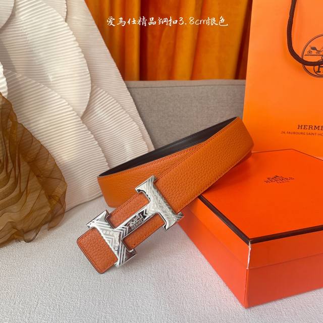 爱马仕 Hermes 原单爱马仕，宽3.8Cm进口原版皮带身，双面可两面用，精品电镀五金 ！