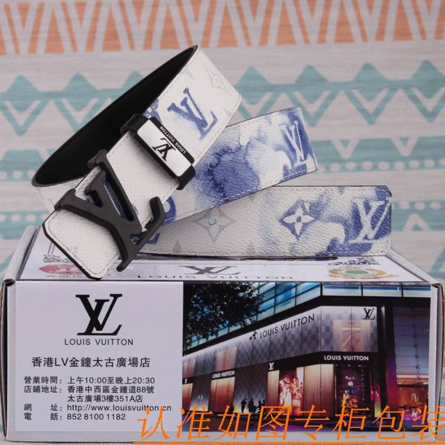 腰带皮带：Lv 路易威登原单牛皮腰带 男款皮带：材质百分百头层牛皮腰带保证真皮皮带，专柜原单品质、做工精细，时尚大牌，送人自用首选包装： 请认准如图专柜包装赠送