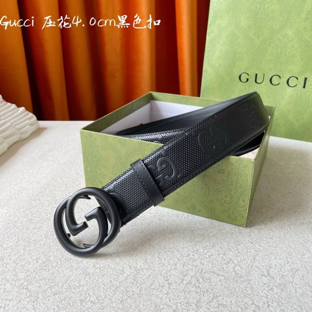 Gucci 经典款面进口原厂压花小牛皮 搭配原版平纹底 宽4.0Cm 经典永不过时款 潮流百搭