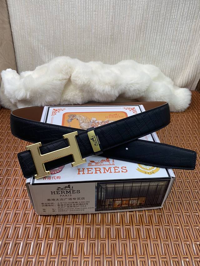 品名：爱马仕.Hermès 原单 材质：原单牛皮腰带 百分百头层牛皮腰带保证真皮，24K纯钢扣，专柜原单品质、做工精细，时尚大牌，送人自用首选 包装： 请认准如