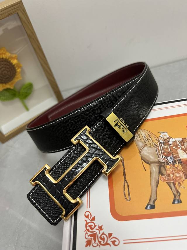 品名：爱马仕.Hermès 原单 材质：原单牛皮腰带 百分百头层牛皮腰带保证真皮，24K纯钢扣，专柜原单品质、做工精细，时尚大牌，送人自用首选 包装： 请认准如