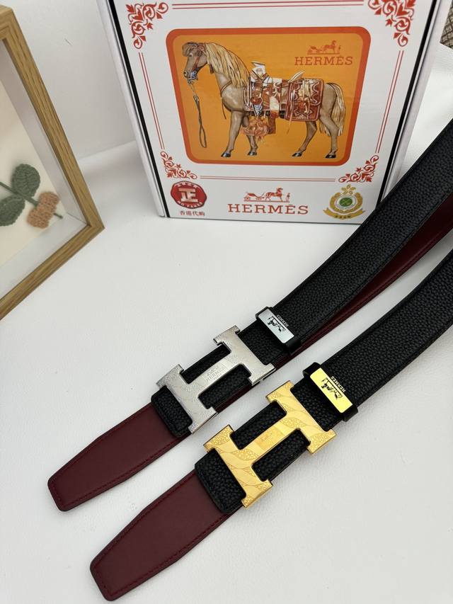 品名：爱马仕.Hermès 原单 材质：原单牛皮腰带 百分百头层牛皮腰带保证真皮，24K纯钢扣，专柜原单品质、做工精细，时尚大牌，送人自用首选 包装： 请认准如