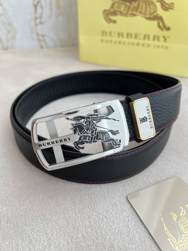 品名：巴宝莉.Burberry 腰带自动带 皮带 型号：自动扣，纯钢材质自动扣，自动带身，双面头层牛皮 材料：百分百头层牛皮，保证真皮。24K纯钢扣专柜同等质量