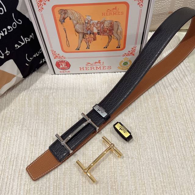 品名：爱马仕.Hermès 原单 材质：原单牛皮腰带 百分百头层牛皮腰带保证真皮，24K纯钢扣，专柜原单品质、做工精细，时尚大牌，送人自用首选 包装： 请认准如