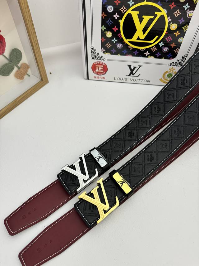 品名：Lv..路易..威登原单 材质：原单牛皮腰带 百分百头层牛皮腰带保证真皮，24K纯钢扣，专柜原单品质、做工精细，时尚大牌，送人自用首选 包装： 请认准如图