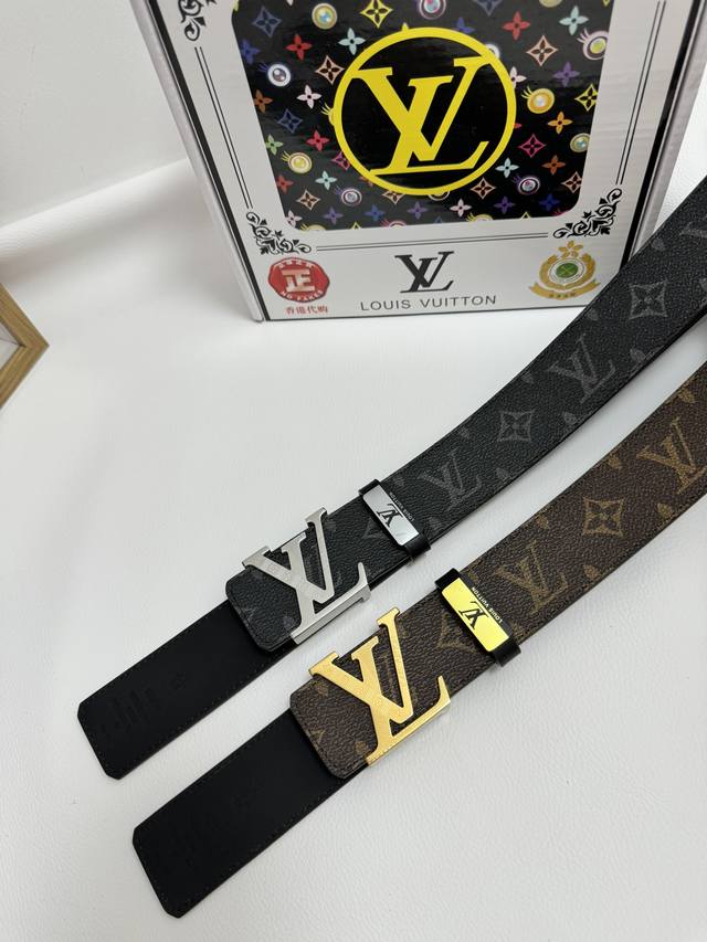 品名：Lv..路易..威登 材质：原单牛皮腰带 百分百头层牛皮腰带保证真皮，24K纯钢扣，专柜原单品质、做工精细，时尚大牌，送人自用首选 包装： 请认准如图专柜